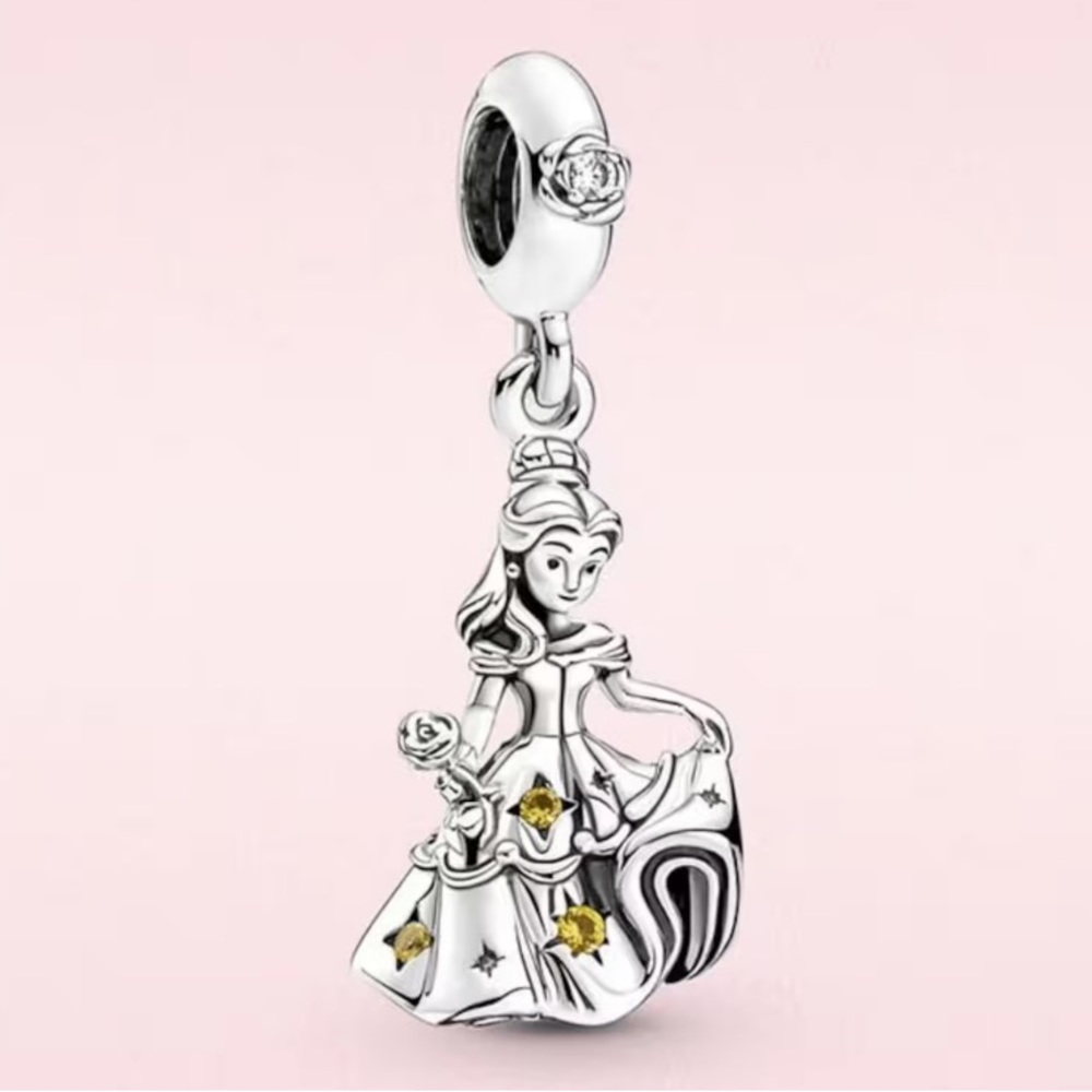 NWOT Disney Beauty & the Beast Dancing Belle Dangle Charms Sterling Silver 925